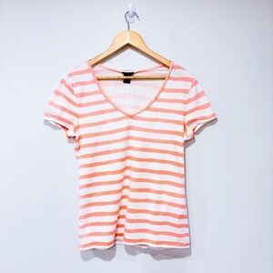 ANN TAYLOR White & pink striped t-shirt